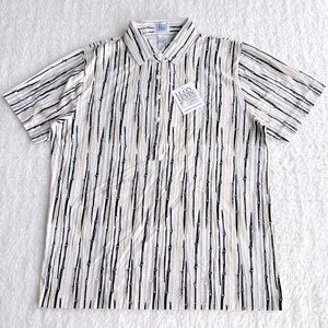 Leon Levin Women's Vintage Short Sleeve Polo Sports Shirt, Black/Tan, Size M